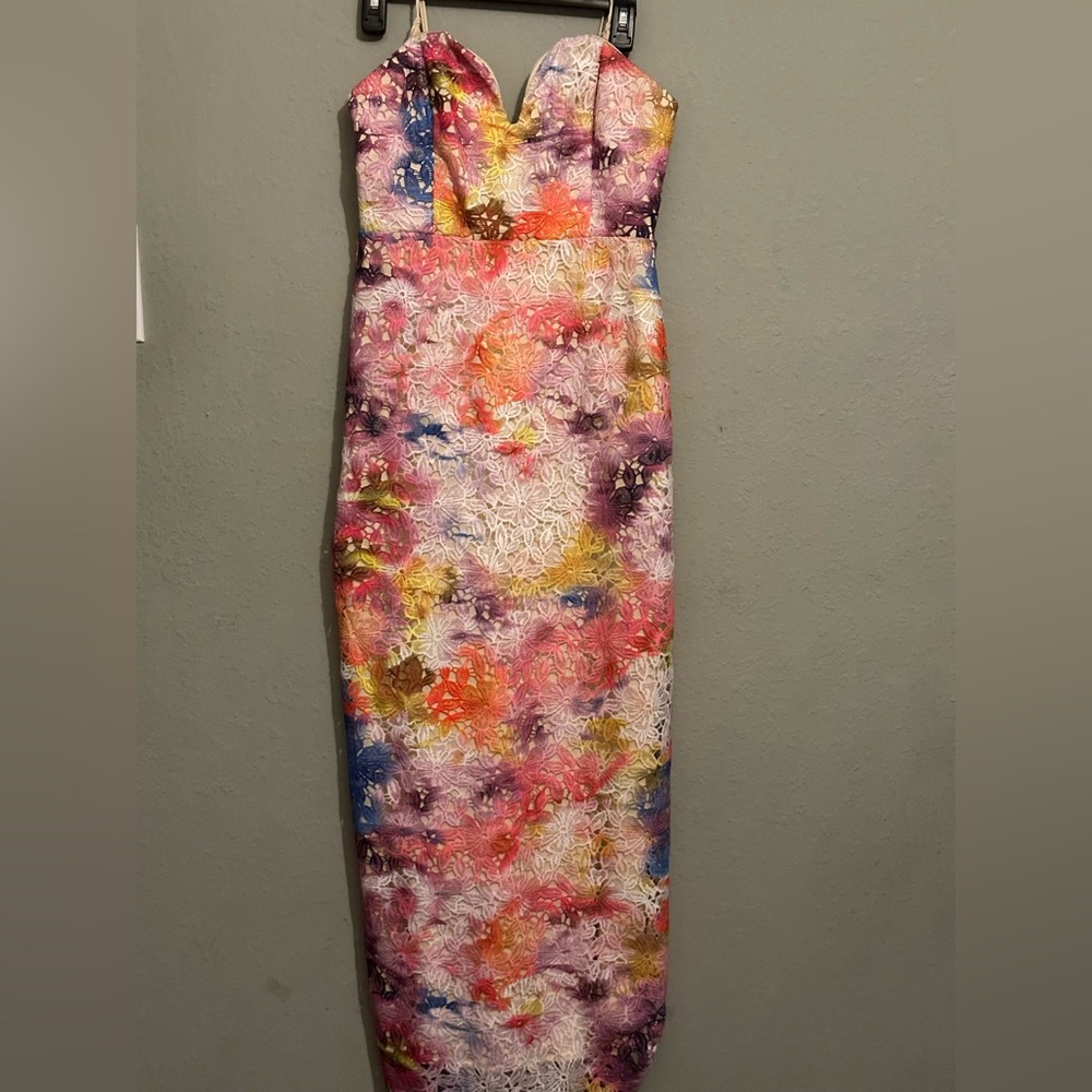Badgley Mischka Belle by Badgley Mischka Stella Strapless Midi Dress NWT - Picture 5 of 16